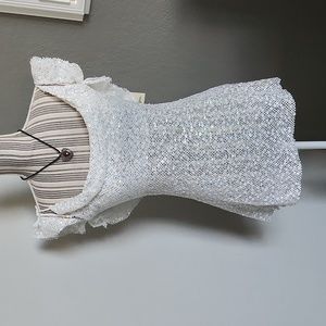 COPY - White sequin mesh ruffle party beach dress xs-s